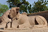 Mamallapuram - Tamil Nadu. The five Rathas. Nandi the bull. 